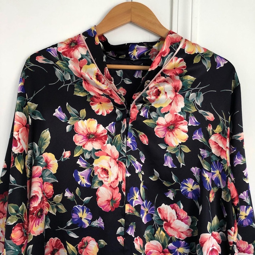 VTG Silky Robe Floral 60s Peignoir Pink Purple